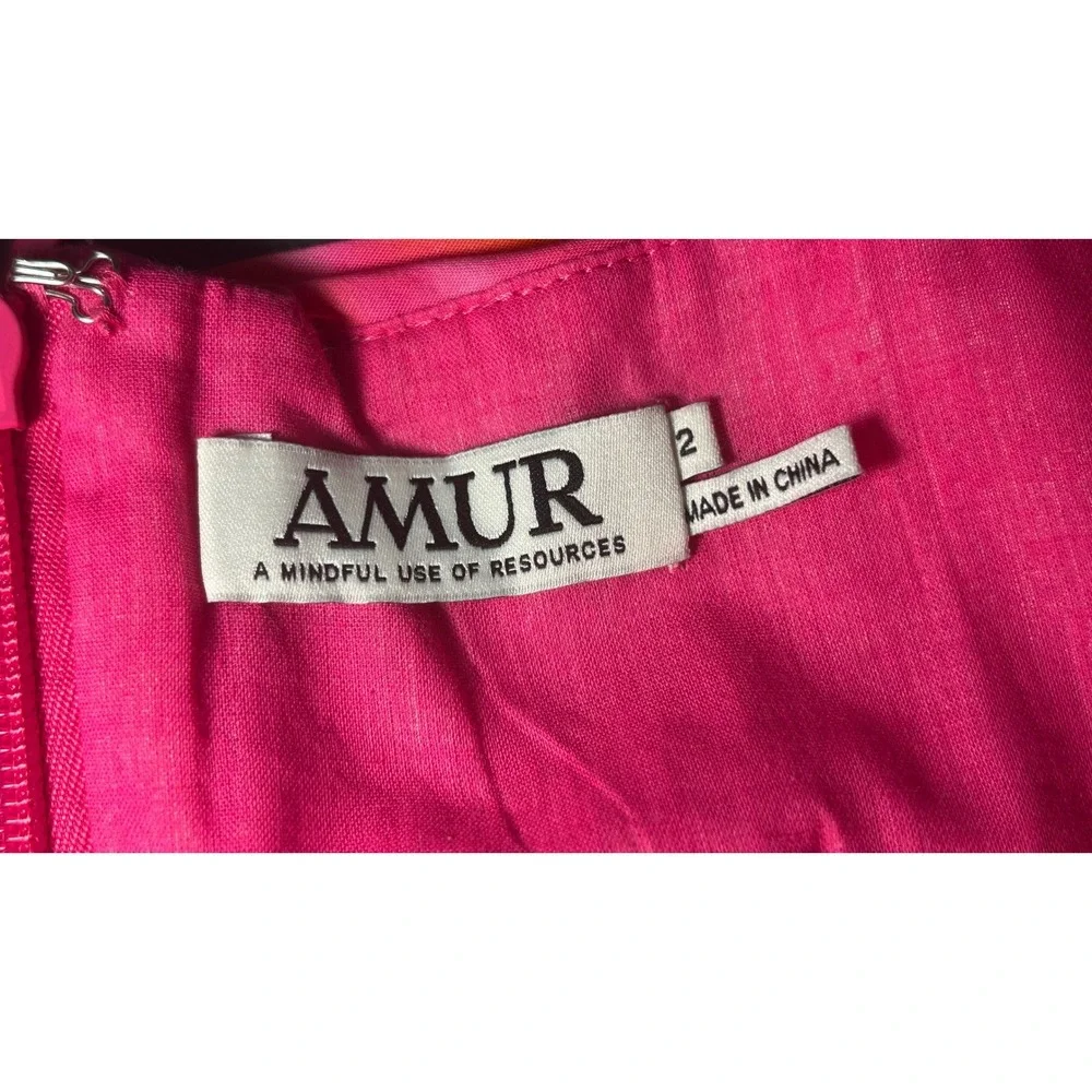 AMUR Camreigh Flower Mini Dress Size 2 Pink Watercolor Wedding Guest Colorful - Picture 5 of 8